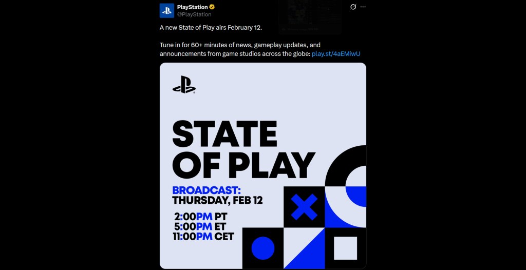 Sony Confirms PlayStation State of Play for February 12